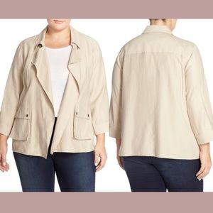 NWT SEJOUR [PLUS Size 16W ] Pocket Detail Swing Jacket in‎ Beige